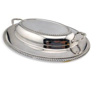 Poole Silver Co 1021 EPNS Silver-plate Covered Serving Dish Oval 2 Piece